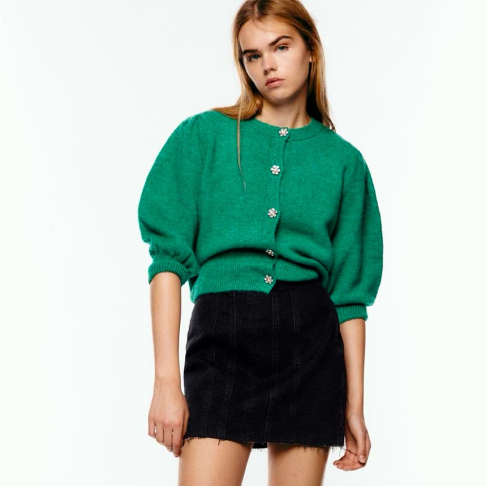 Zara Knit Cardigan With Jewel Buttons